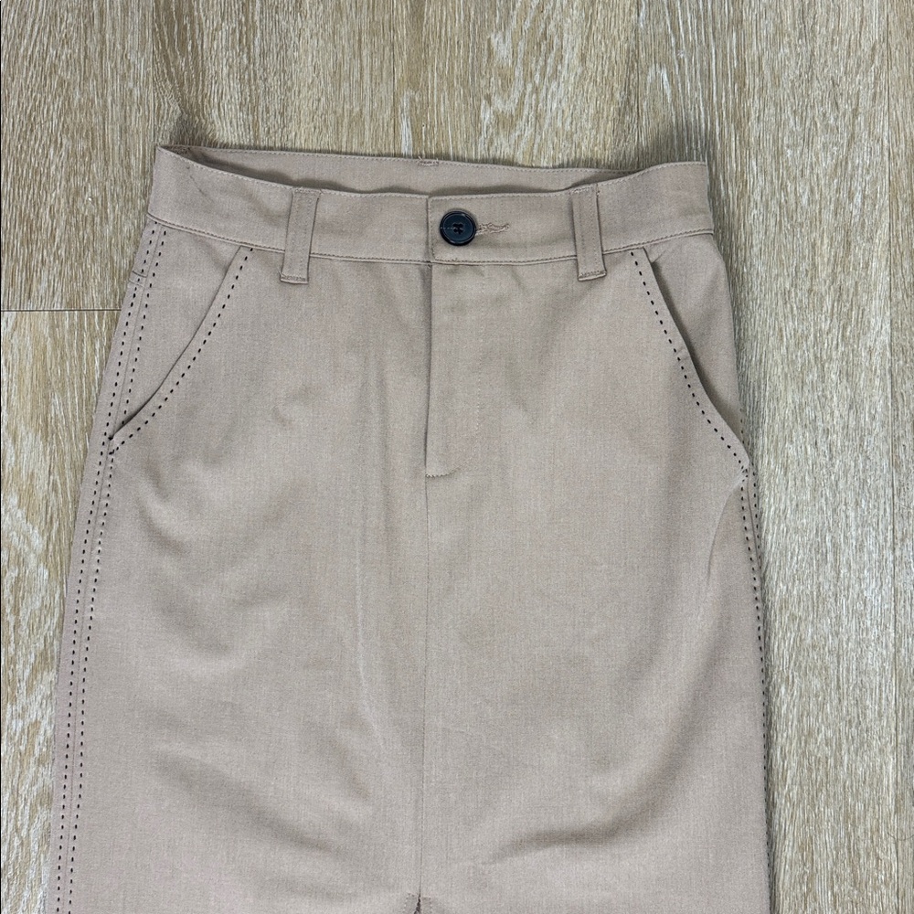 Fifteen Twenty Tailored Claire Saddle Stitch Midi Pencil Skirt Tan Khaki size 4 - Picture 6 of 11